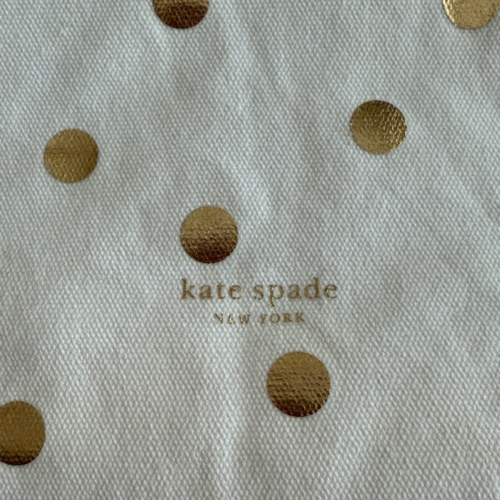 Kate Spade New York Canvas Book Tote/Color Gold Polka Dot Pattern/ Script Logo - Picture 4 of 10
